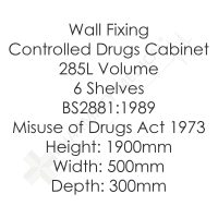 Controlled Drugs Cabinet | 1900mm (H) x 500mm (W) x 300mm (D) | CDC1060/LH - Image 2